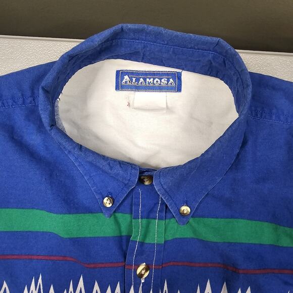 Vintage Alamosa Shirt XL 90s Brushpopper Style Aztec Western Cowboy Heavyweight - Picture 9 of 15